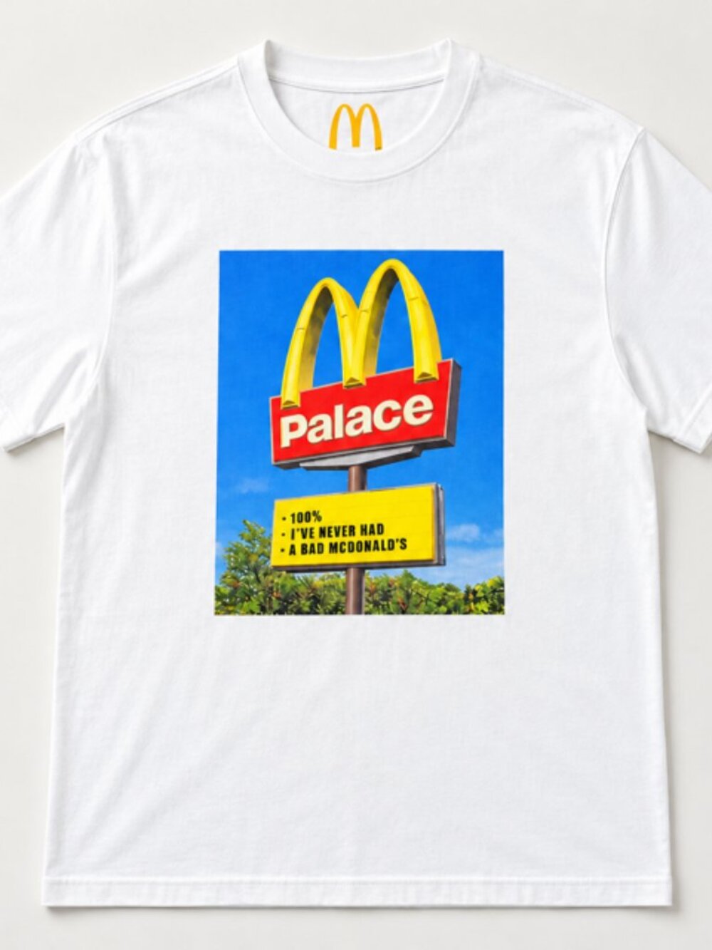 Palace x McDonald’s XXL White Sign Graphic Tee Streetwear 2023 Collab